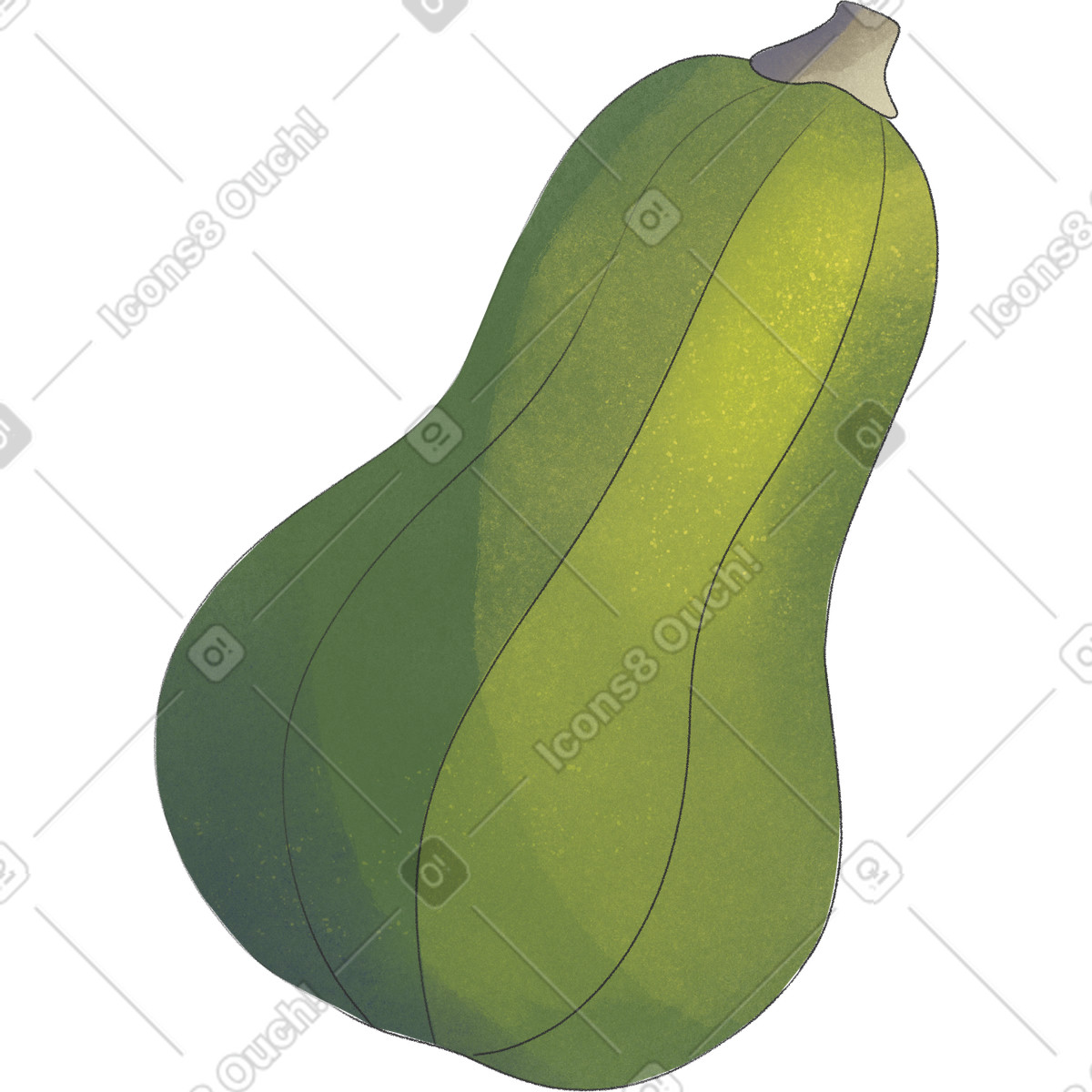 Green pumpkin illustration in Seasons style download in PNG, SVG