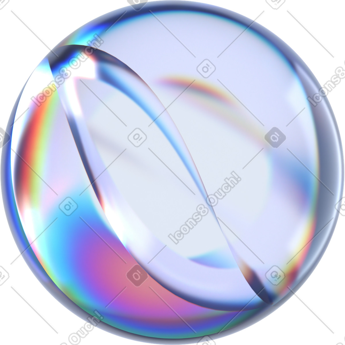 Ilustración Abstract translucent sphere with dispersion lines en estilo 3D Glassy a descargar en PNG y SVG