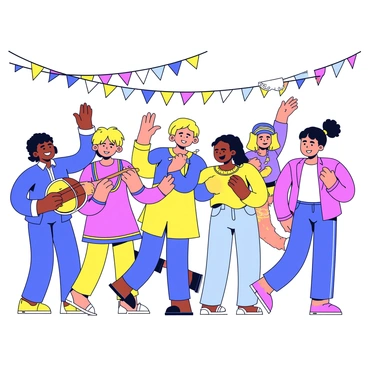 A joyous celebration featuring traditional music, with attendees wearing jhumka earrings.