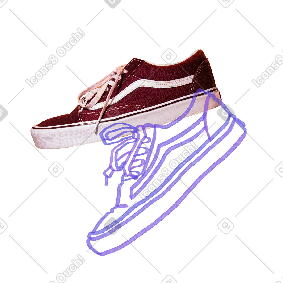 Ilustración Collage de zapatillas rojas en estilo Marker a descargar en PNG y SVG