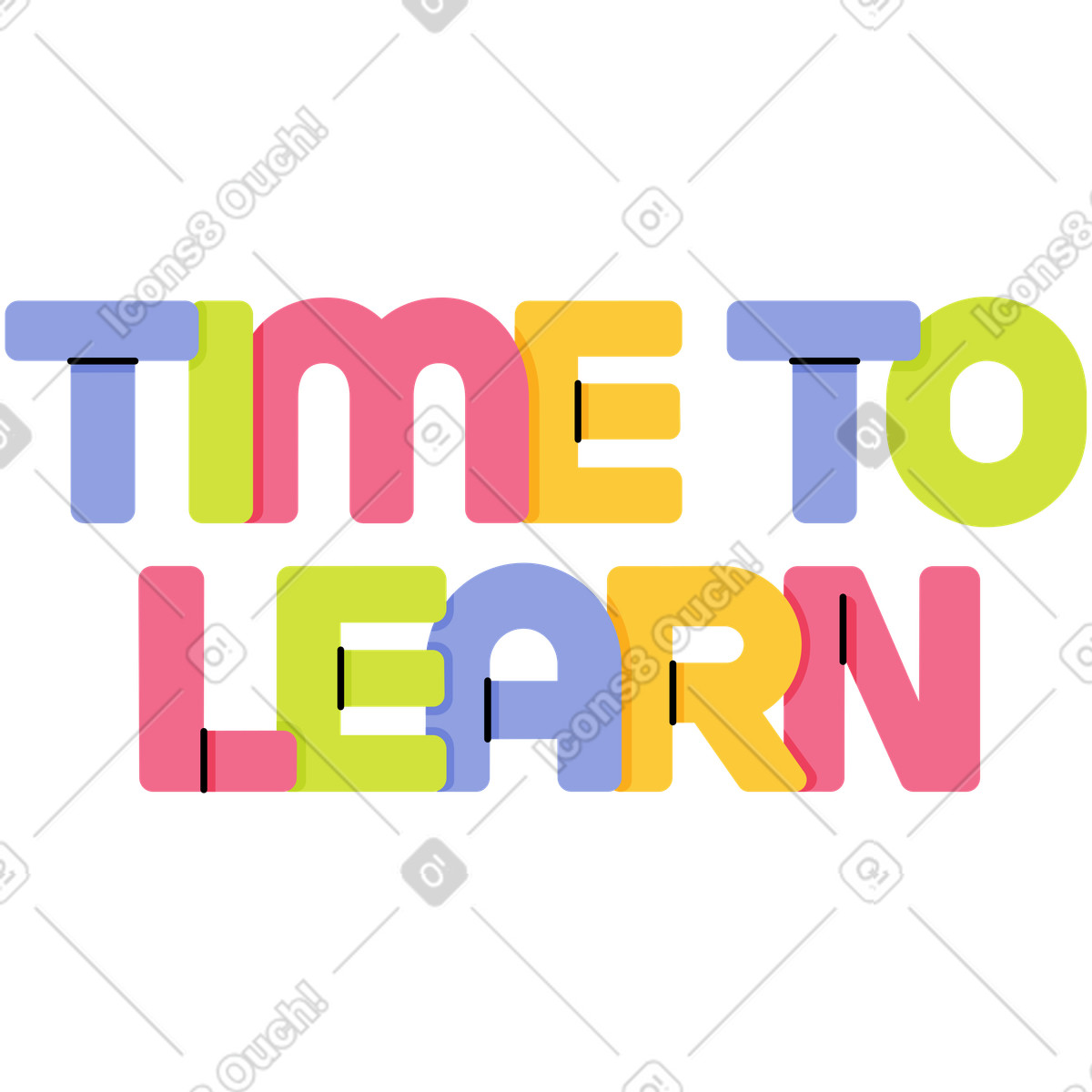 Lettering time to learn text illustration education clipart vectors and graphics