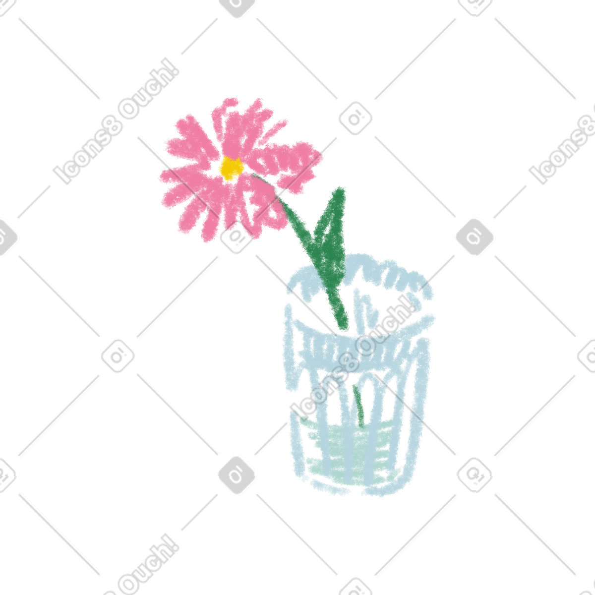 下载 Sketchbook 风格的 Glass with a flower 插画，支持 PNG、SVG 格式