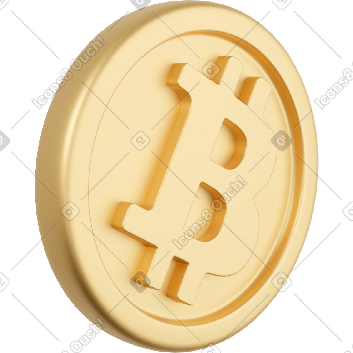 Side view bitcoin illustration in PNG, SVG