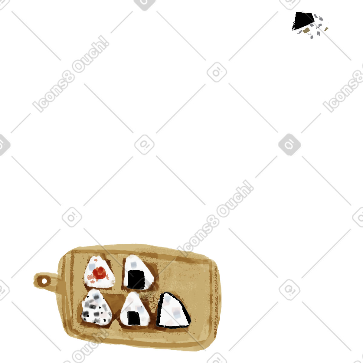 Ilustración Onigiri en estilo Ikigai a descargar en PNG y SVG
