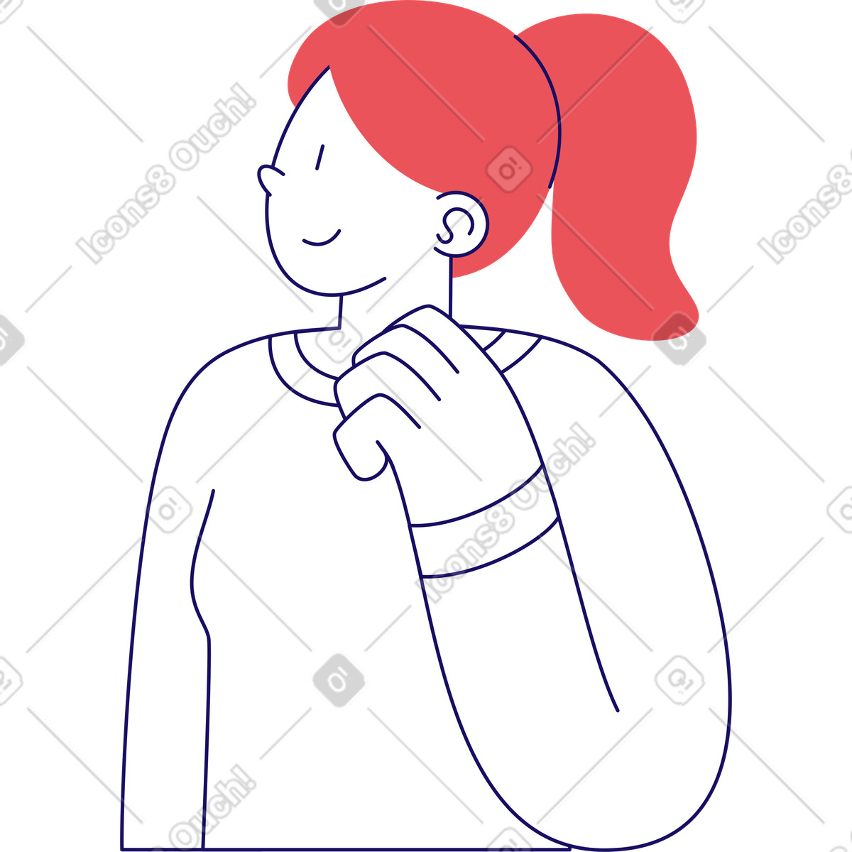 Woman looking up and away illustration in Bendy style download in PNG, SVG