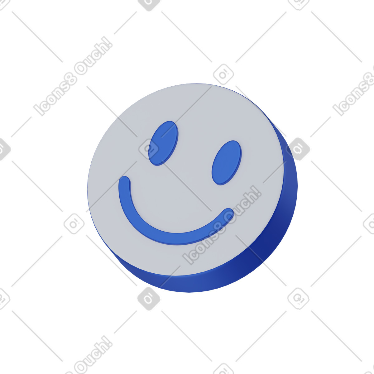 Blue smiley face illustration in 3D Techny style download in PNG, SVG