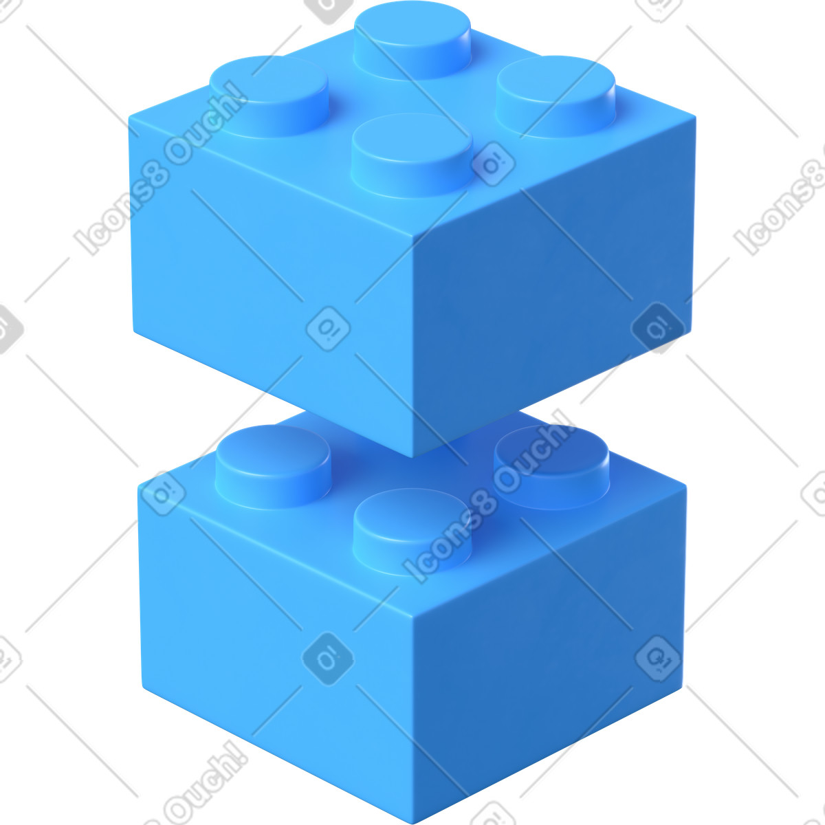 Zwei blaue legosteine-Illustration im 3D Business-Stil als Download in PNG, SVG