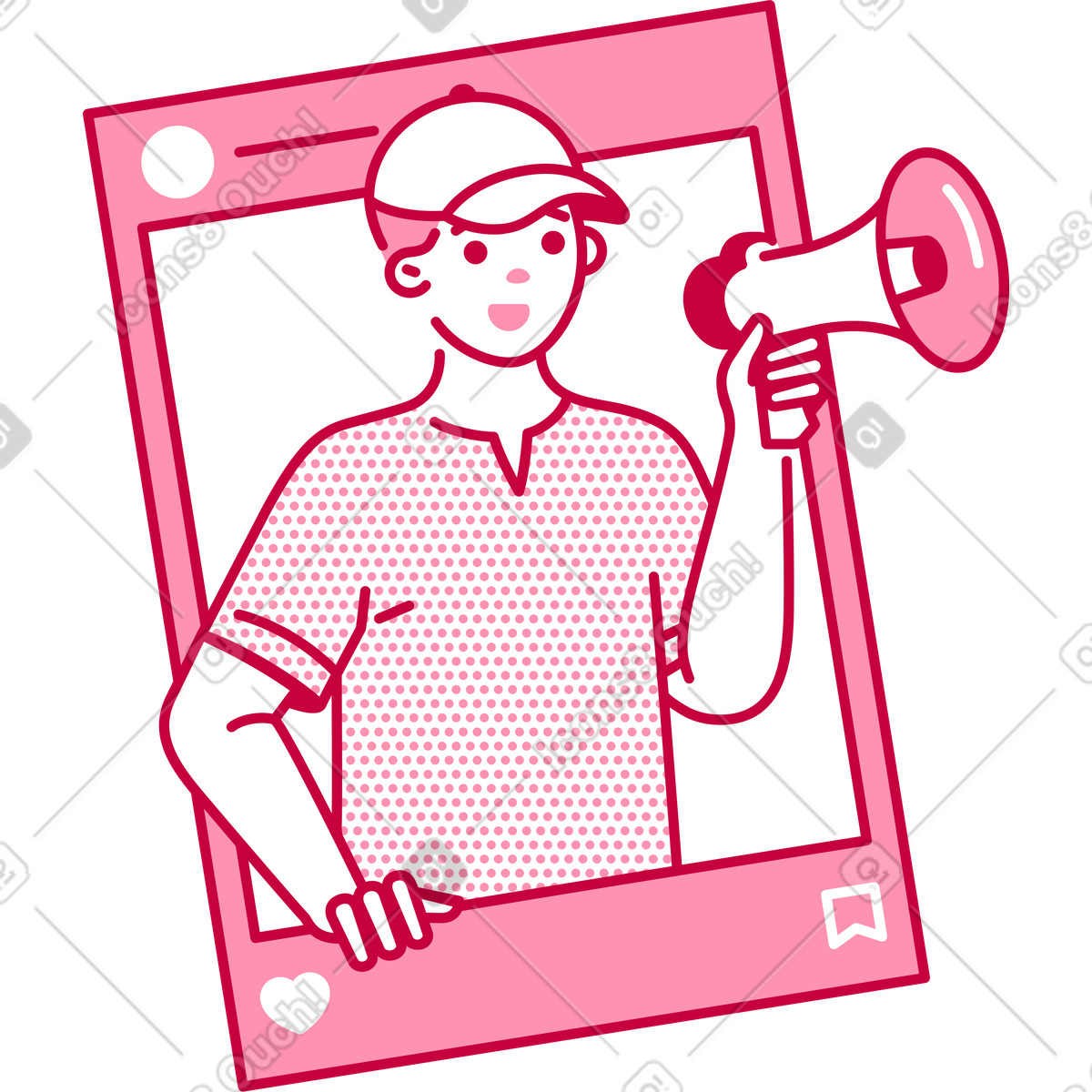 Uomo con berretto altoparlante in cornice per foto illustrazione stile Natty scarica PNG, SVG