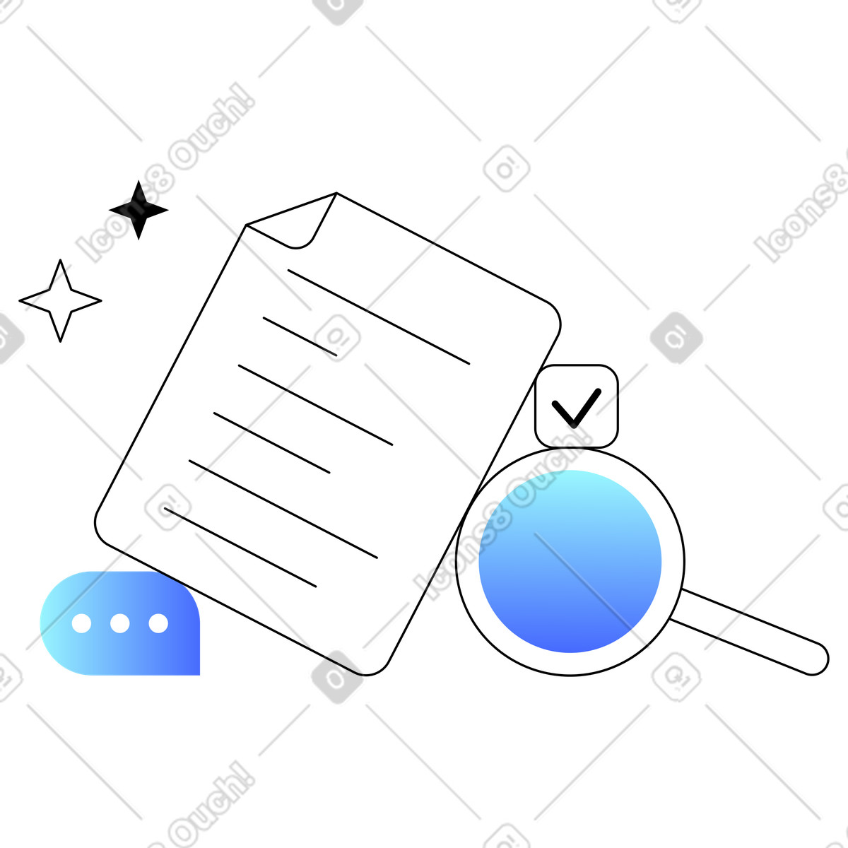 Searching for information in document illustration Azure style download PNG, SVG