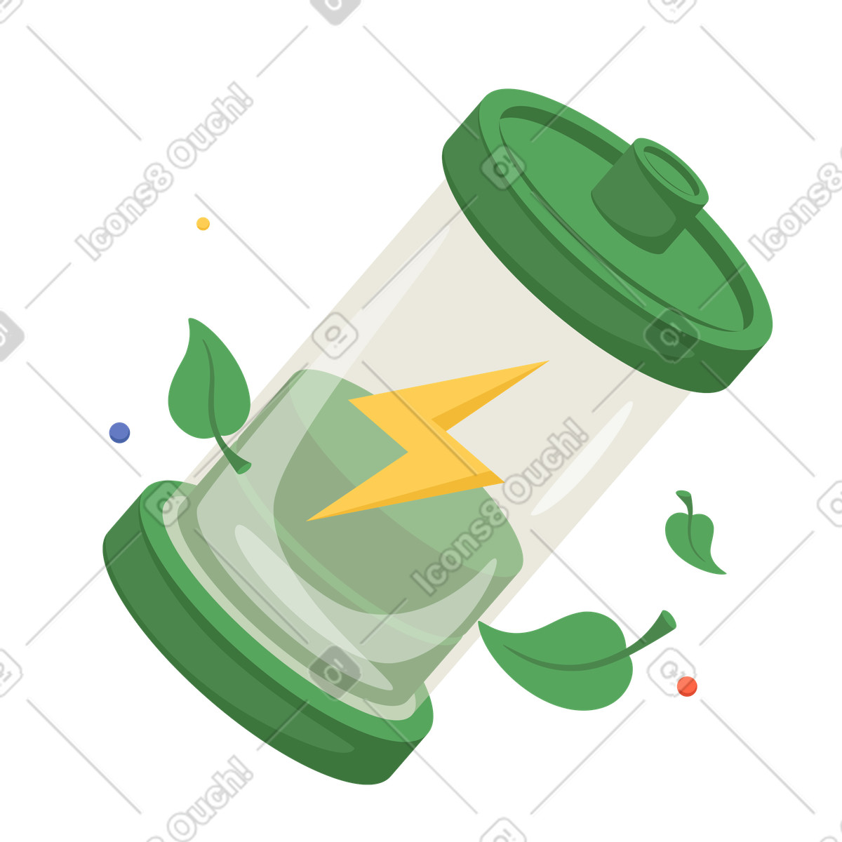 Sustainable energy stored in an eco battery animated illustration Social style download GIF, Lottie (JSON), AE