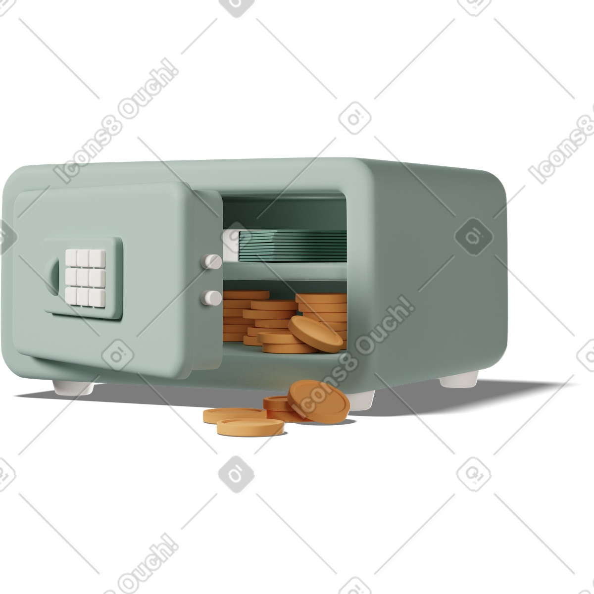Ilustração de Open home safe with money em no estilo 3D Casual life para baixar em PNG, SVG