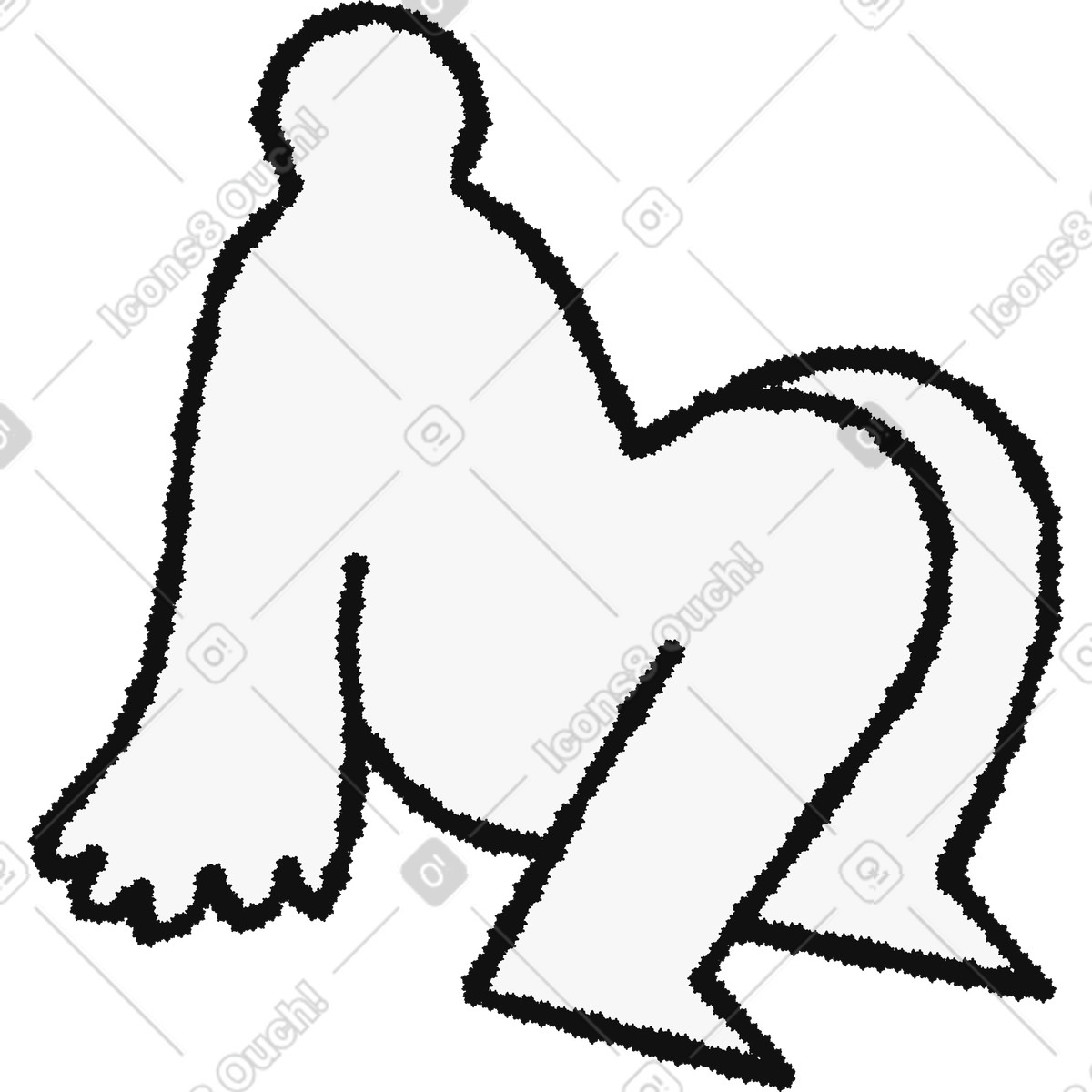 下载 Bold People 风格的 Figure squatting down with curved back and outstretched hand shape 插画，支持 PNG、SVG 格式