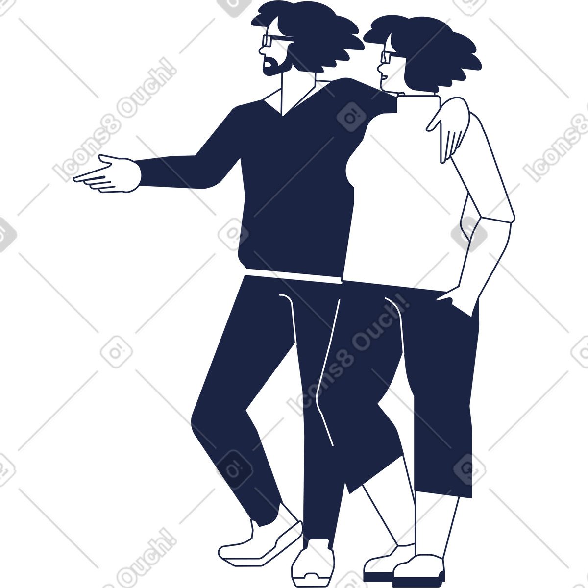Coppia in abito moderno illustrazione stile Urban Line scarica PNG, SVG