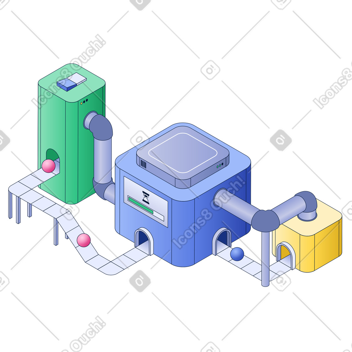 Conveyor belt representing data loading process illustration in Neat style download in PNG, SVG