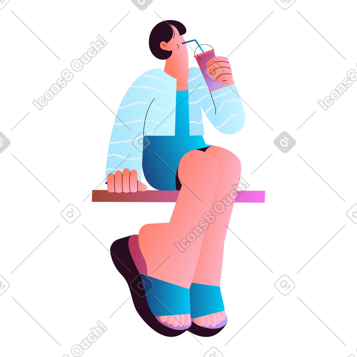 下载 Experimental 风格的 喝冰沙的女人 插画，支持 PNG、SVG 格式