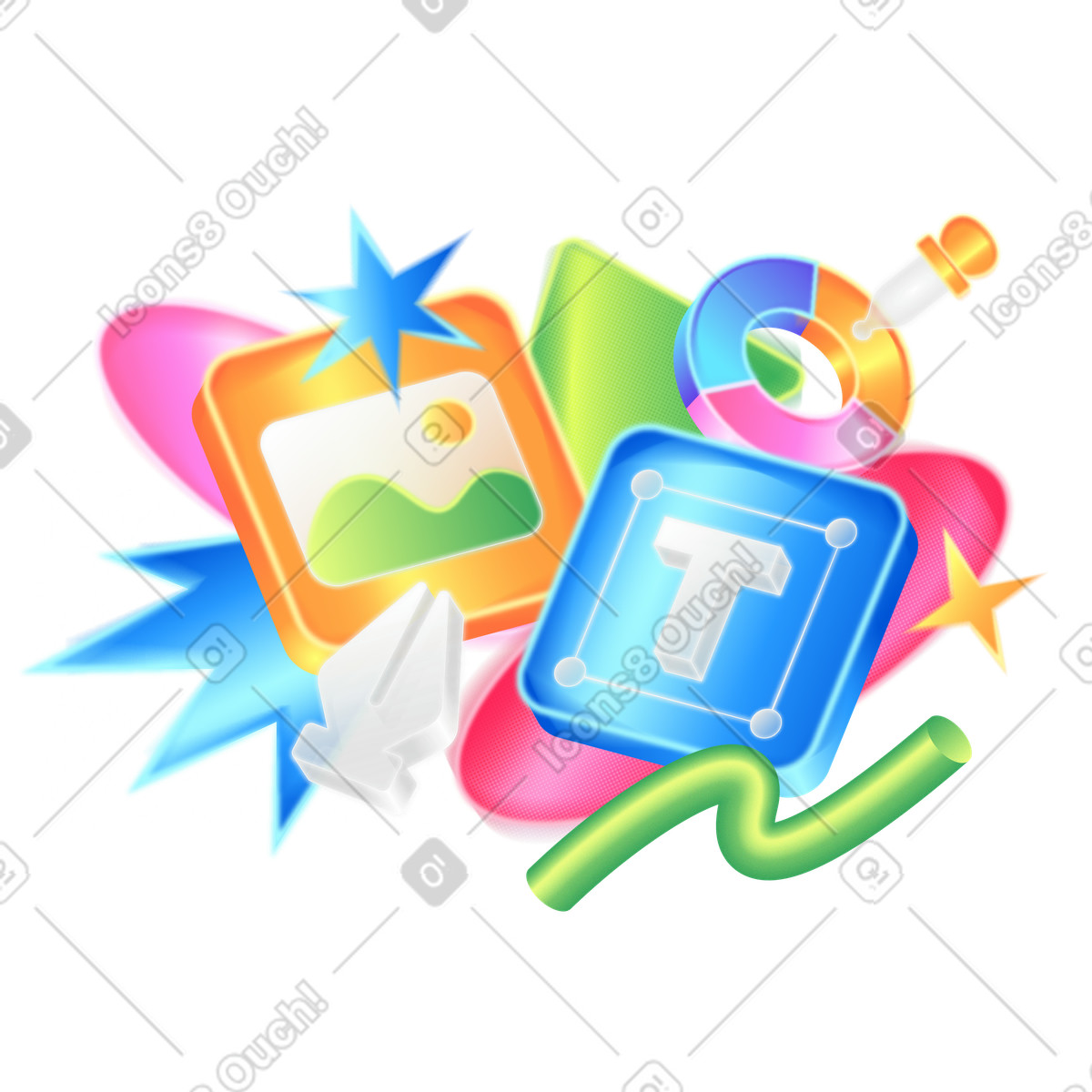 Graphic design program and tools illustration in PNG, SVG