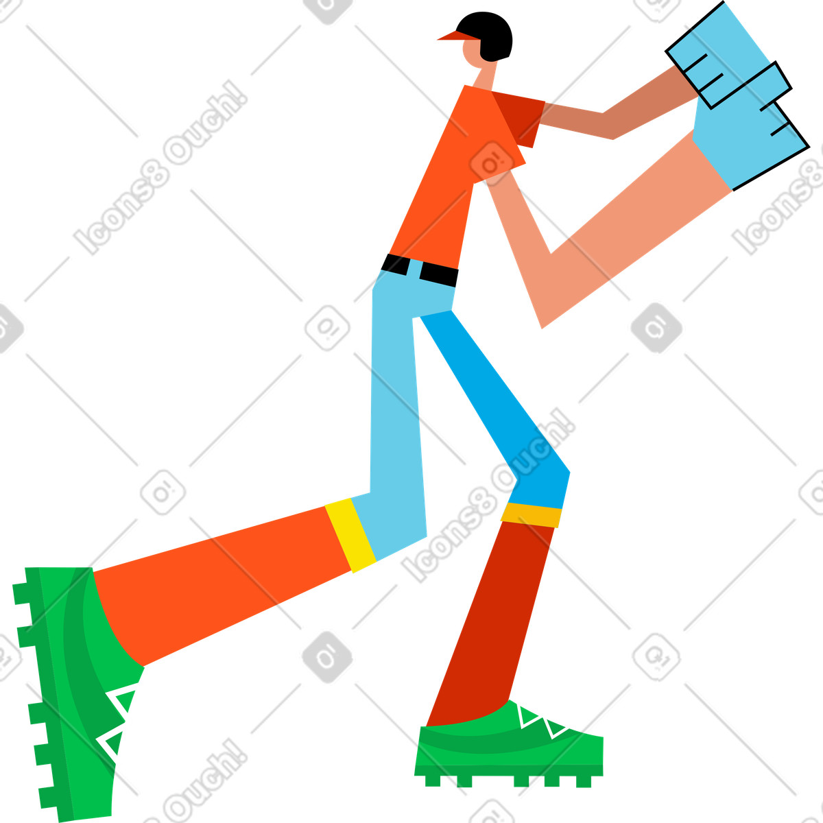 Ilustração de Jogador beisebol masculino em no estilo Warp para baixar em PNG, SVG