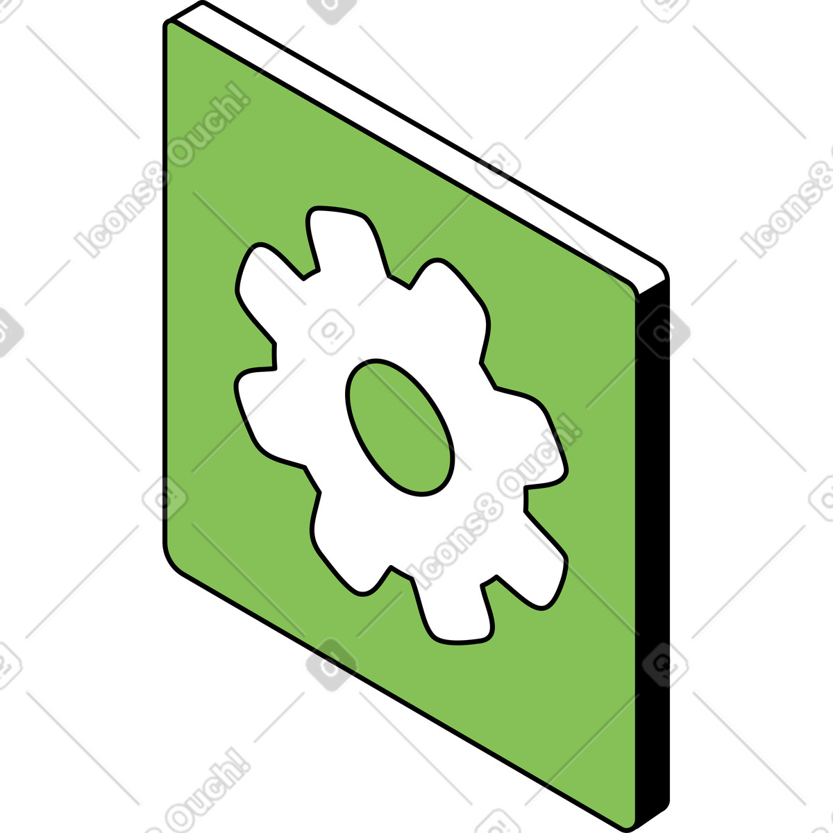 Ilustración Signo de engranaje en estilo Isometric a descargar en PNG y SVG