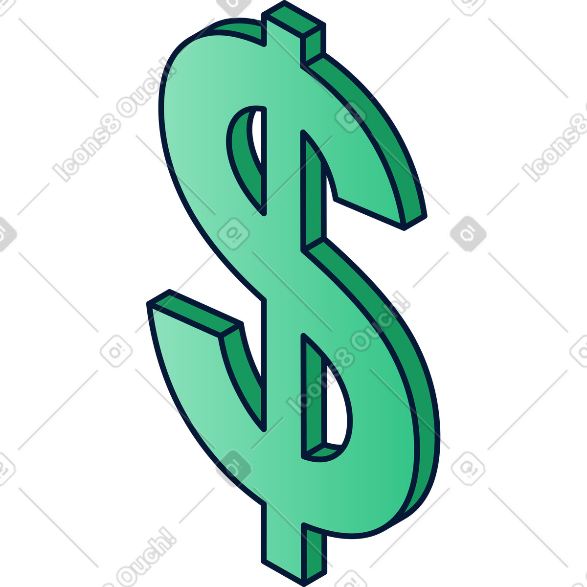 Illustration Symbole du dollar en 3d dans le style Neat à télécharger aux formats PNG, SVG