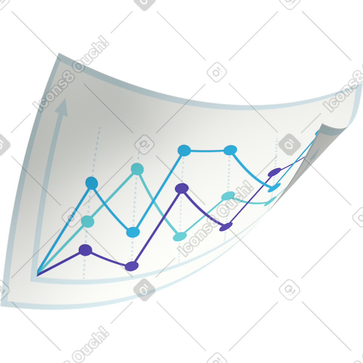 Papierseite mit statistikgrafiken-Illustration im 3D Business-Stil als Download in PNG, SVG