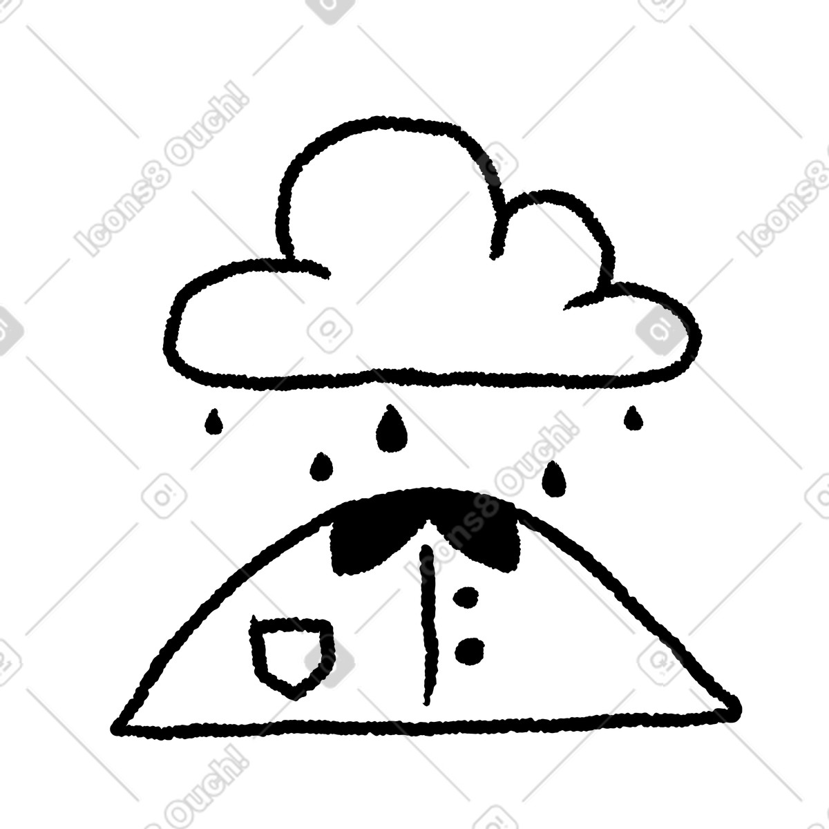 下载 Black Chalk 风格的 Mental health awareness with rainy cloud character 插画，支持 PNG、SVG 格式