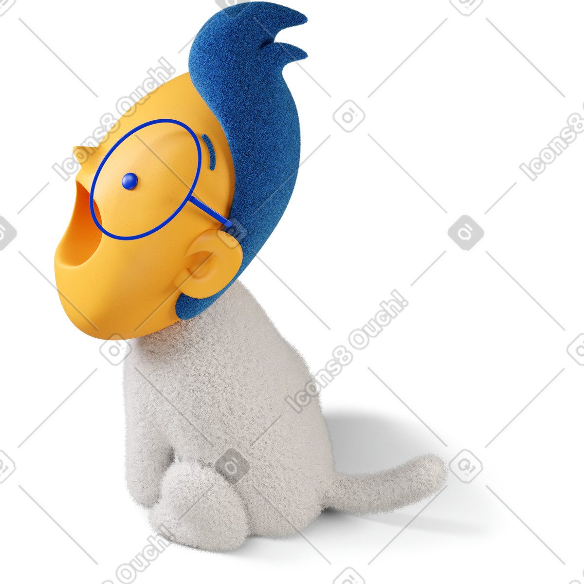 Boy with open mouth looking up left illustration in 3D Buddy style download in PNG, SVG