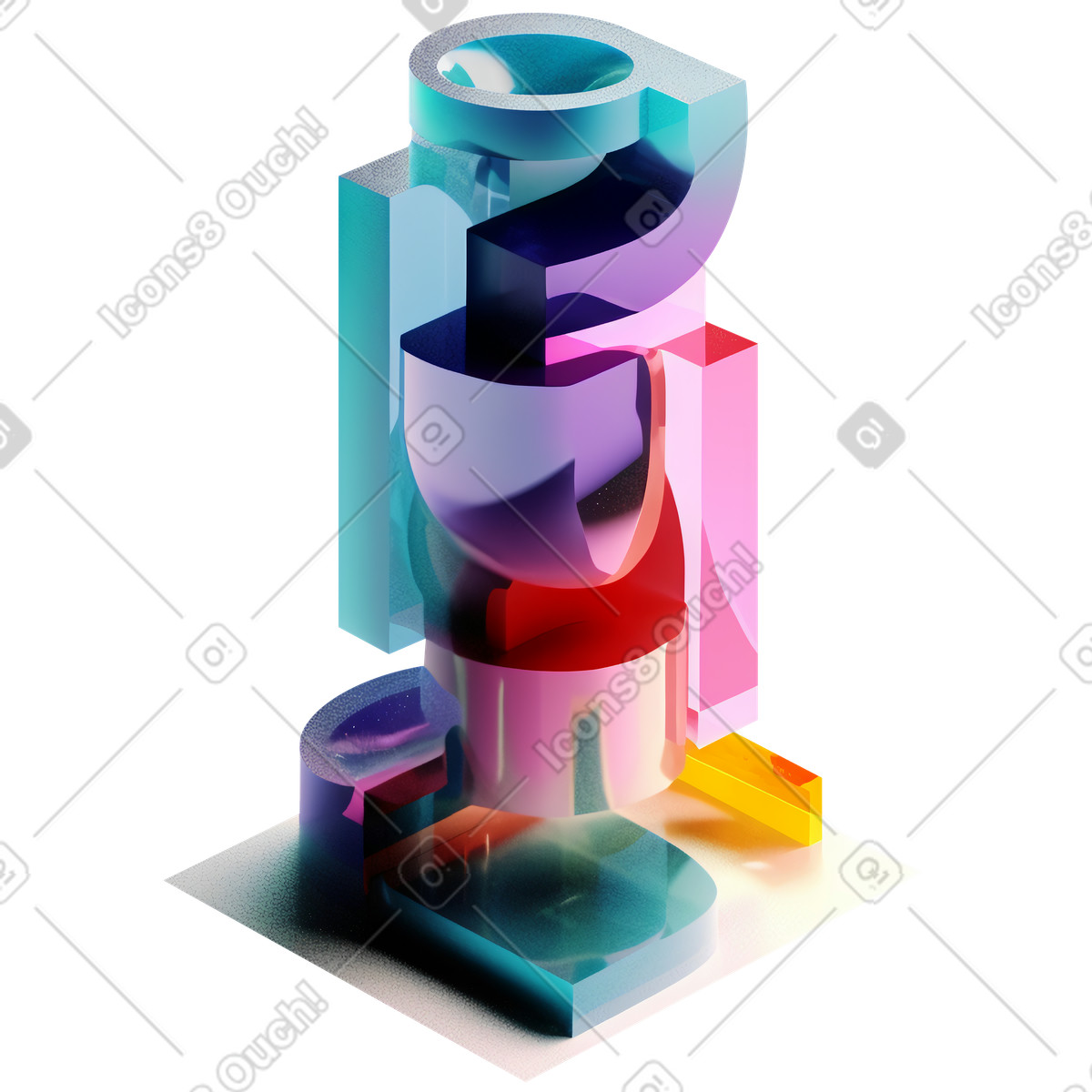 Stack of abstract geometrical glass shapes illustration swirls clipart in PNG SVG GIF