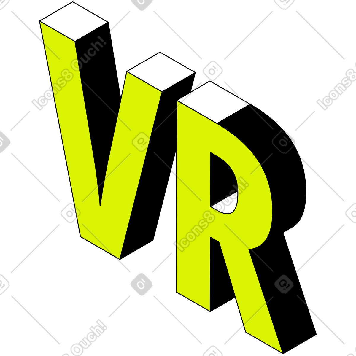 Иллюстрация Надпись vr текст в стиле Isometric — скачать в форматах PNG, SVG