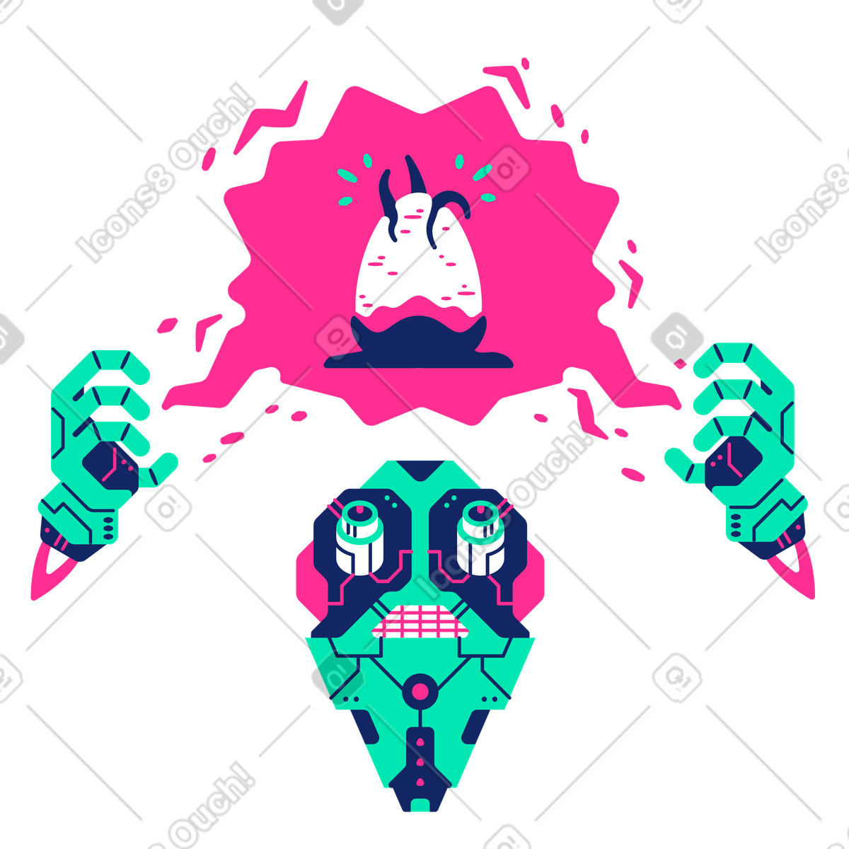 Ilustração de Robotic creating new lifeform, Artificial intelligence and life creation em no estilo Cyborg para baixar em PNG, SVG
