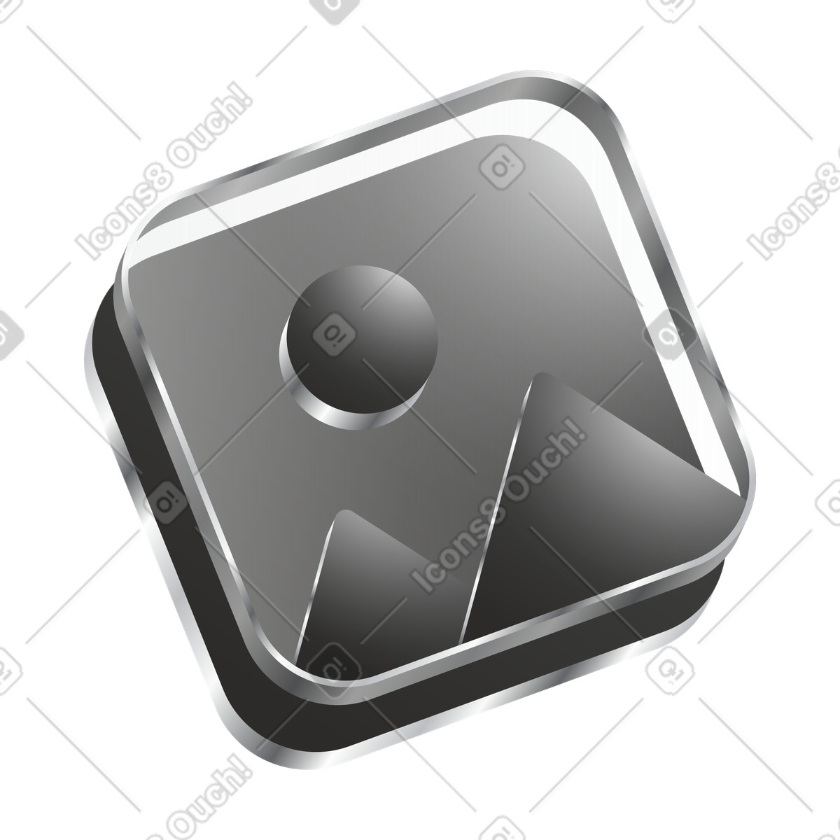 下载 Token 风格的 Metallic photo gallery square icon with default image 插画，支持 PNG、SVG 格式