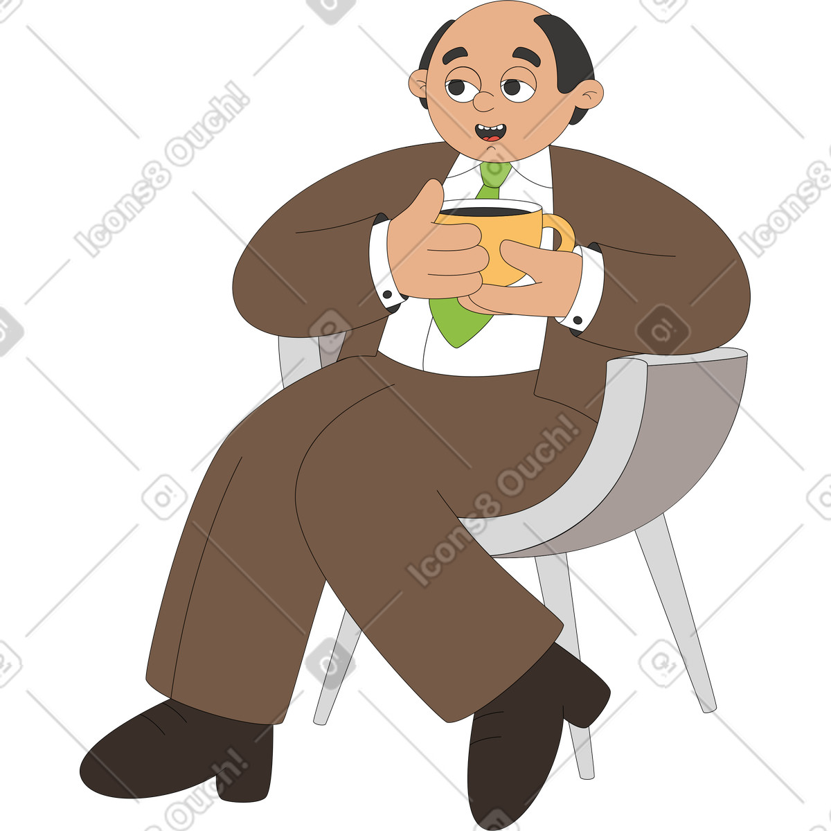 Uomo con tazza illustrazione in stile Sitcom scarica in PNG, SVG
