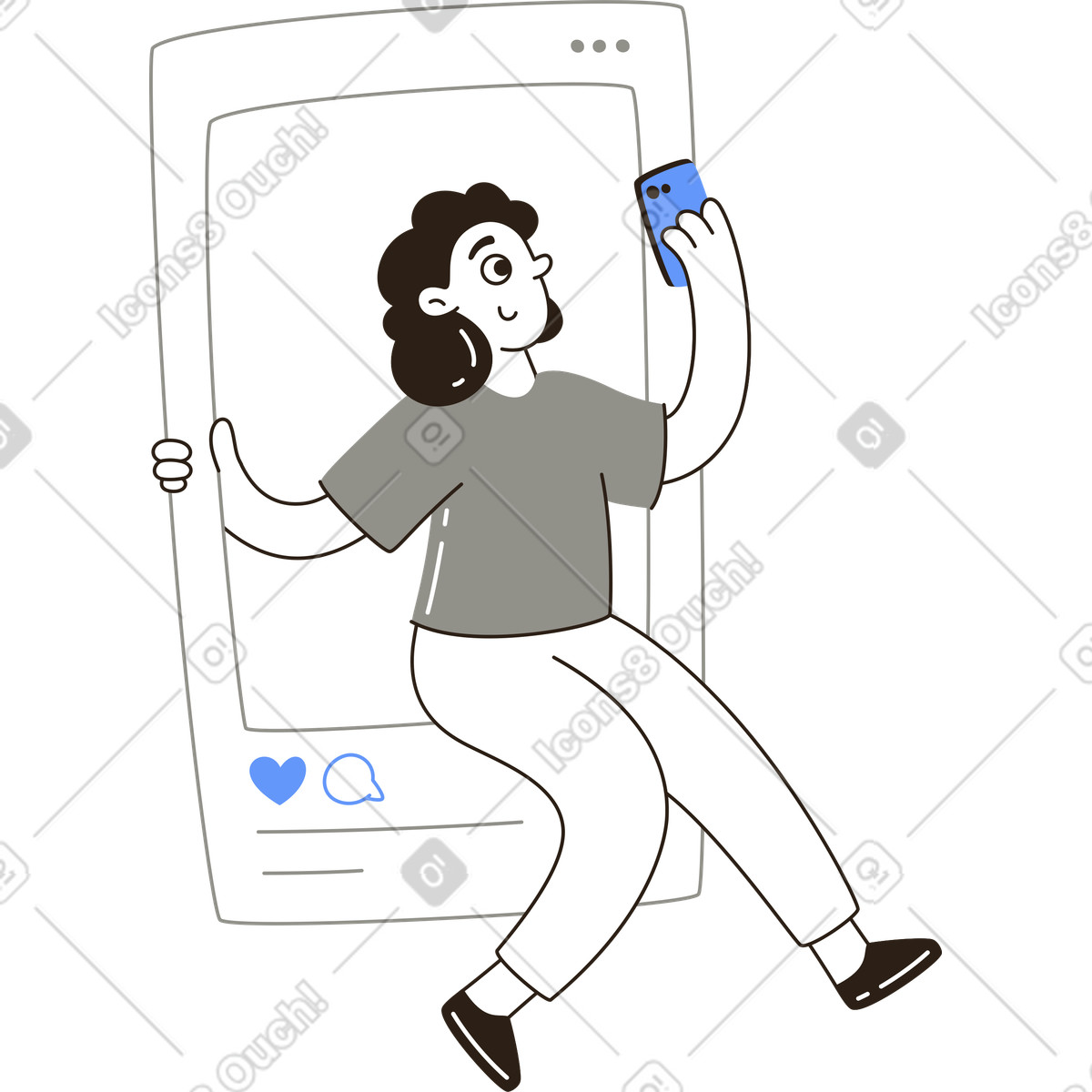 Ilustración Mujer con móvil en estilo Plain a descargar en PNG y SVG