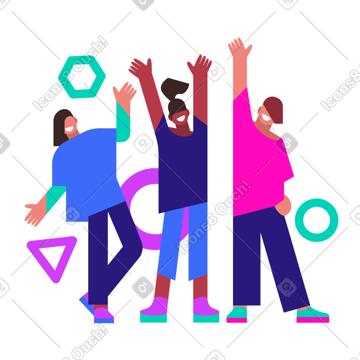 下载 Basic 风格的 团队聚会，尽享欢乐 插画，支持 PNG、SVG 格式