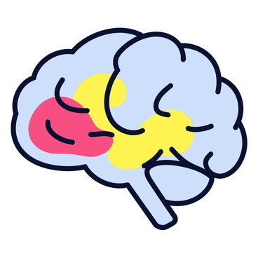 A vibrant piece of artwork depicting a brain with highlighted aneurysm areas