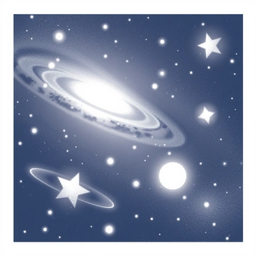 A vast galaxy filled with clusters of stars. In one area, a nebula is depicted, showcasing swirling gases and dust where new stars are being formed. The bright, young stars emerge from the nebula, illuminating their surroundings. In another section of the galaxy, aged stars can be seen in various stages of their death, with some exploding in supernovae, sending out fragments into space. Other stars appear as dim remnants, like white dwarfs, highlighting the contrast between birth and death within this celestial scene.