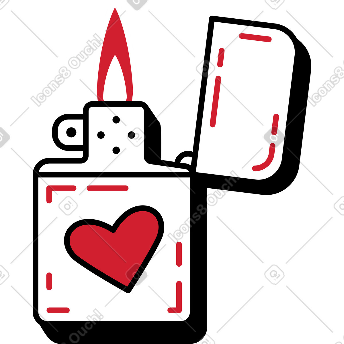 Ilustración Encendedor viejo en estilo Ruby a descargar en PNG y SVG