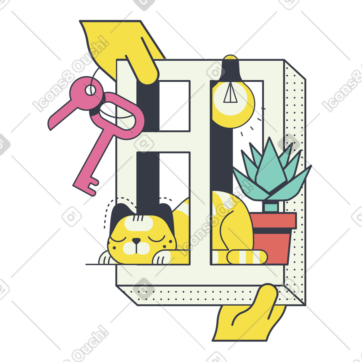 Turnkey real estate illustration in Abstract style download in PNG, SVG