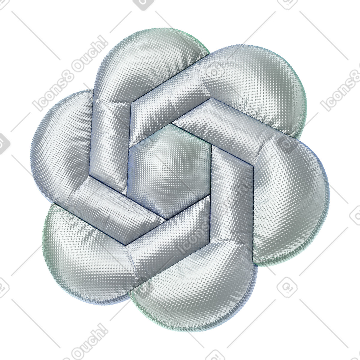 Inflated silver ChatGPT logo illustration in 3D Plush icons style download in PNG, SVG