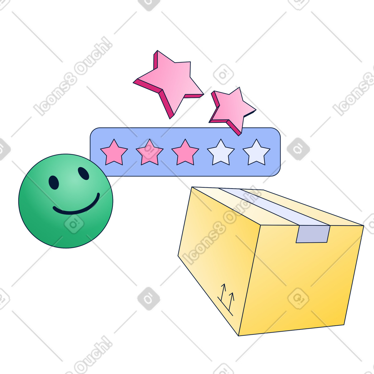 Five star rating for delivery illustration in Neat style download in PNG, SVG