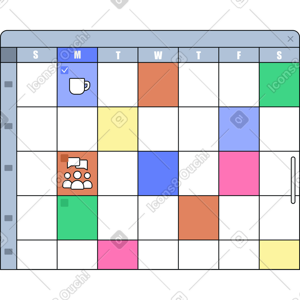Illustration Interface du panneau de contrôle quotidien dans le style Teko à télécharger aux formats PNG, SVG