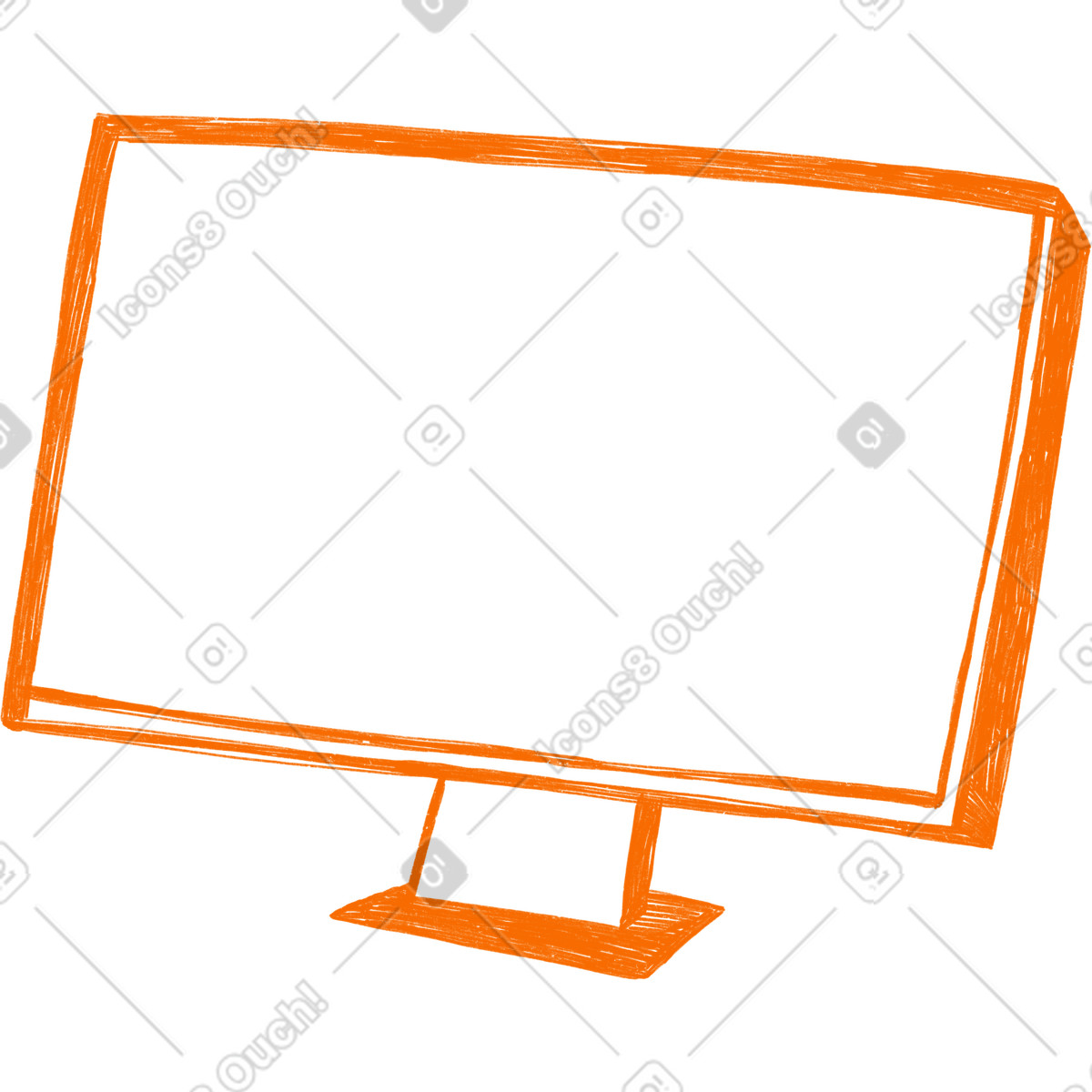 Biro 스타일의 Orange computer screen 일러스트레이션 PNG, SVG 다운로드