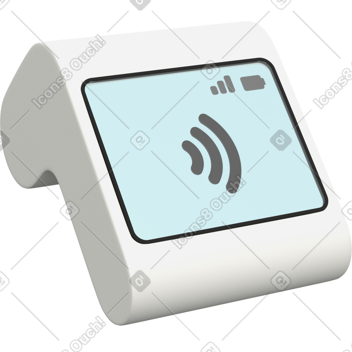 White POS device for contactless payment illustration in 3D Grid style download in PNG, SVG