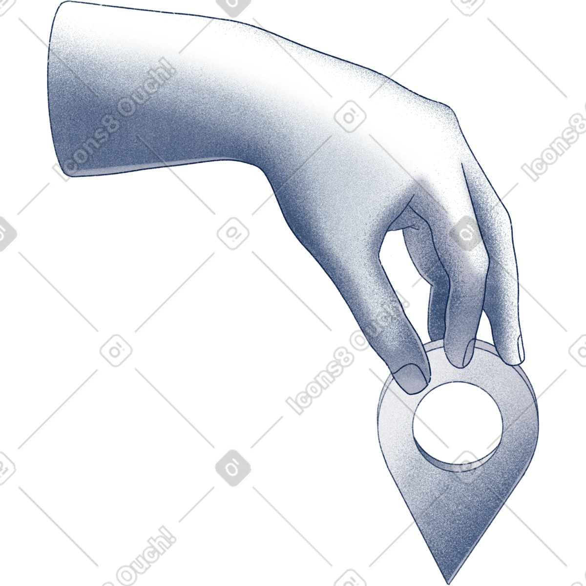 Haze スタイルの Hand holding a geotag のイラストをPNG、SVG形式でダウンロード