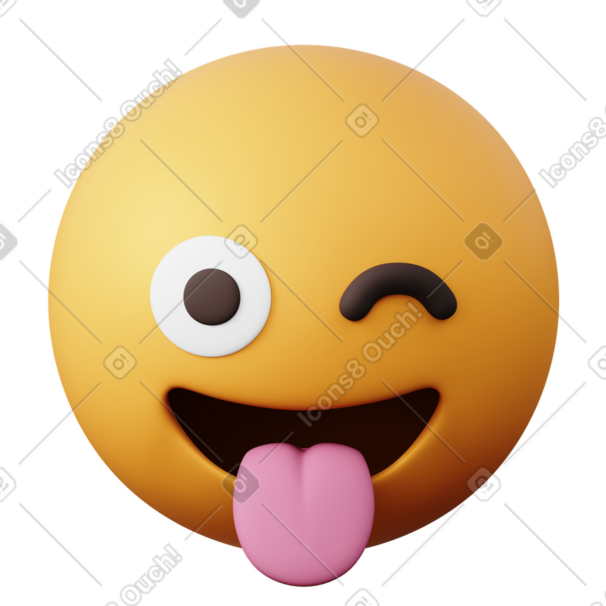 Ilustración Emoji de cara guiñando un ojo con la lengua en estilo 3D Sugary a descargar en PNG y SVG