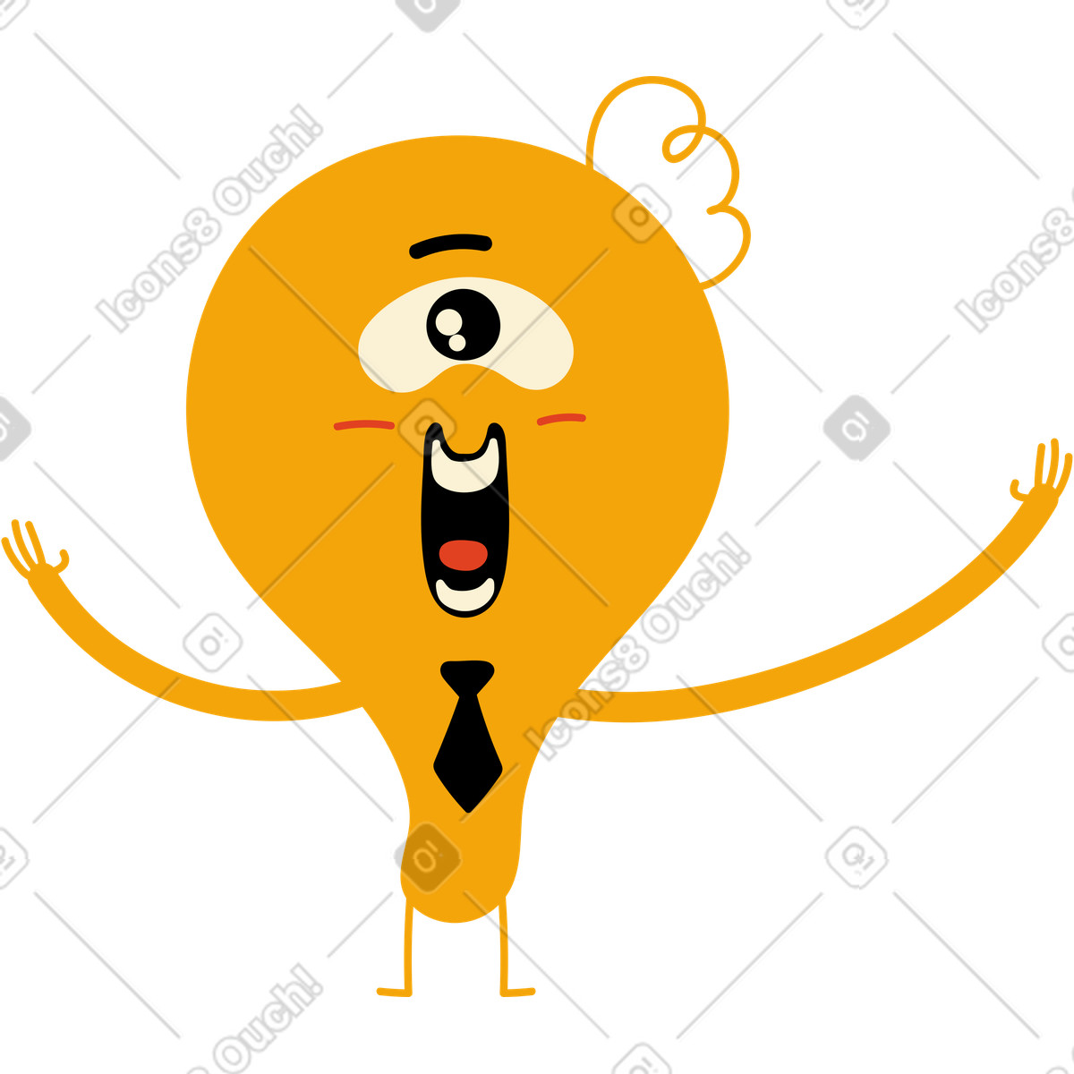 Yellow one-eyed character with a tie illustration in Jelly style download in PNG, SVG