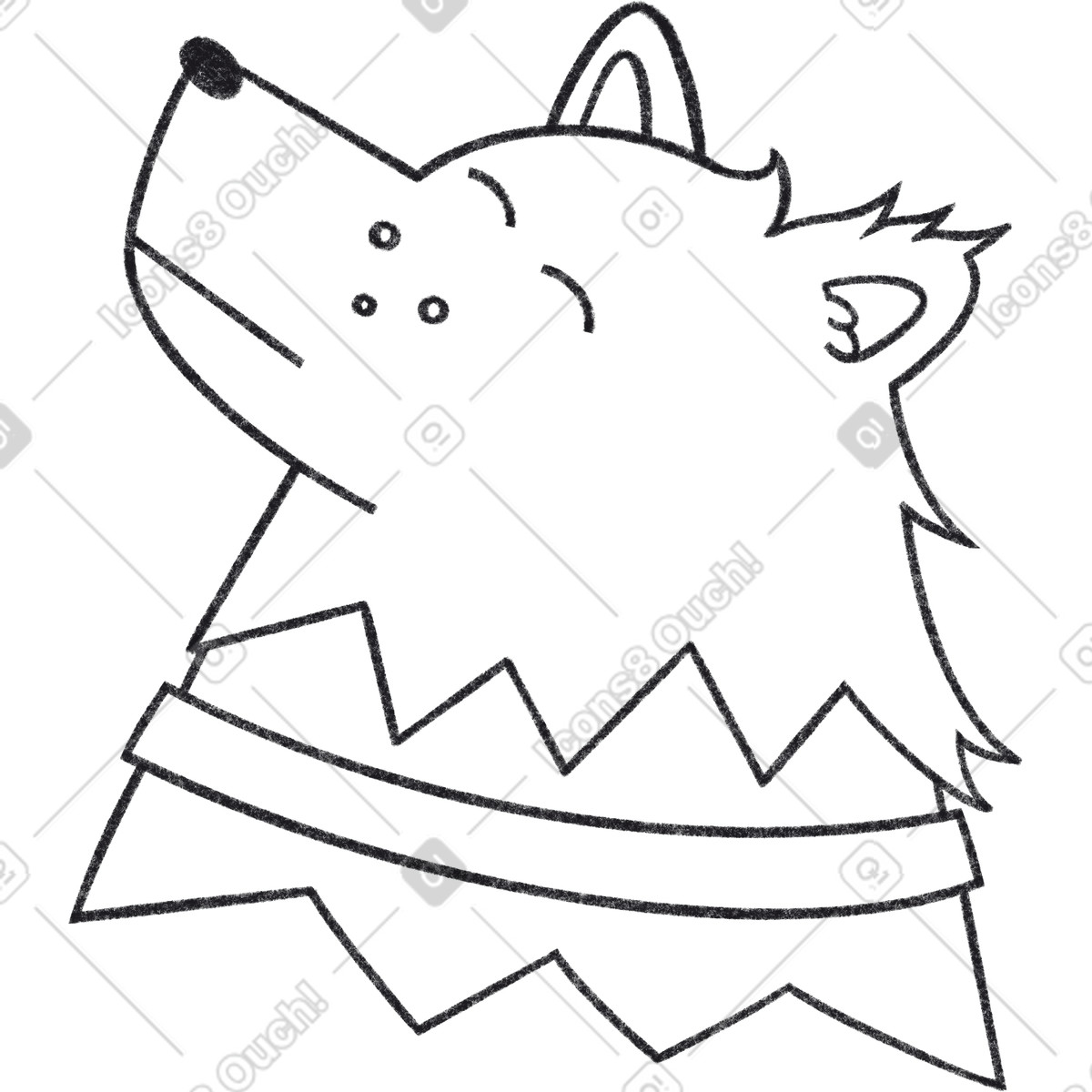 Happy dog ​​with collar illustration in Bonbon Line style download in PNG, SVG
