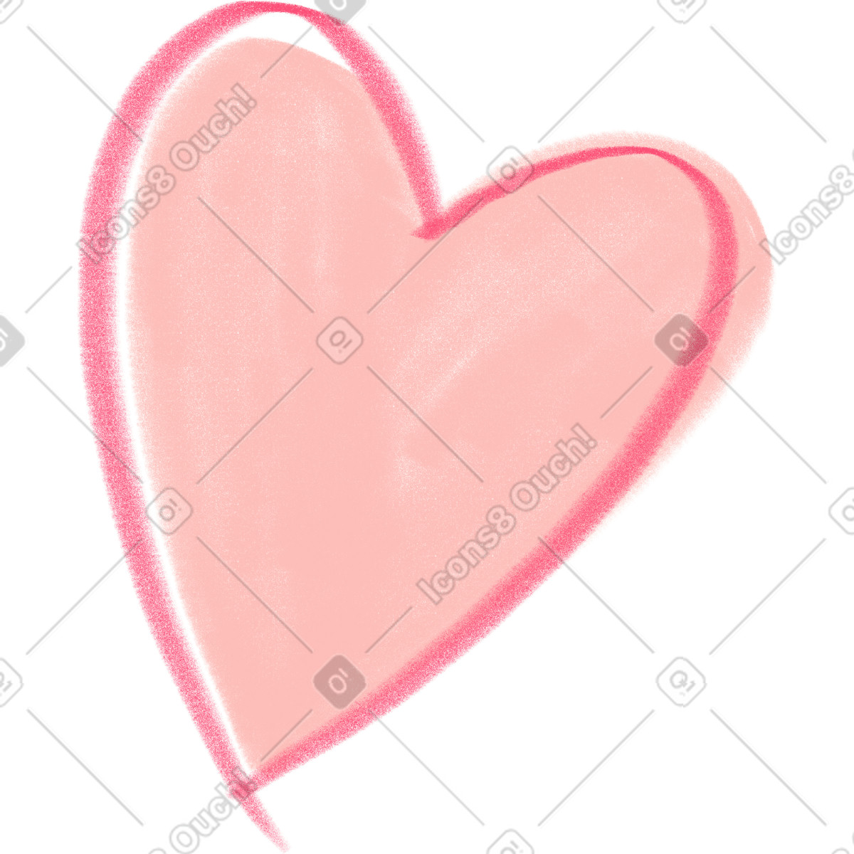 Illustration Pink heart with outline dans le style Doodle à télécharger aux formats PNG, SVG
