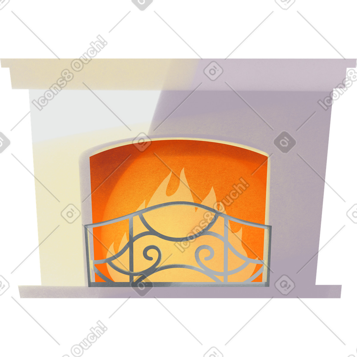 Fireplace with burning fire-Illustration im Shine-Stil als Download in PNG, SVG
