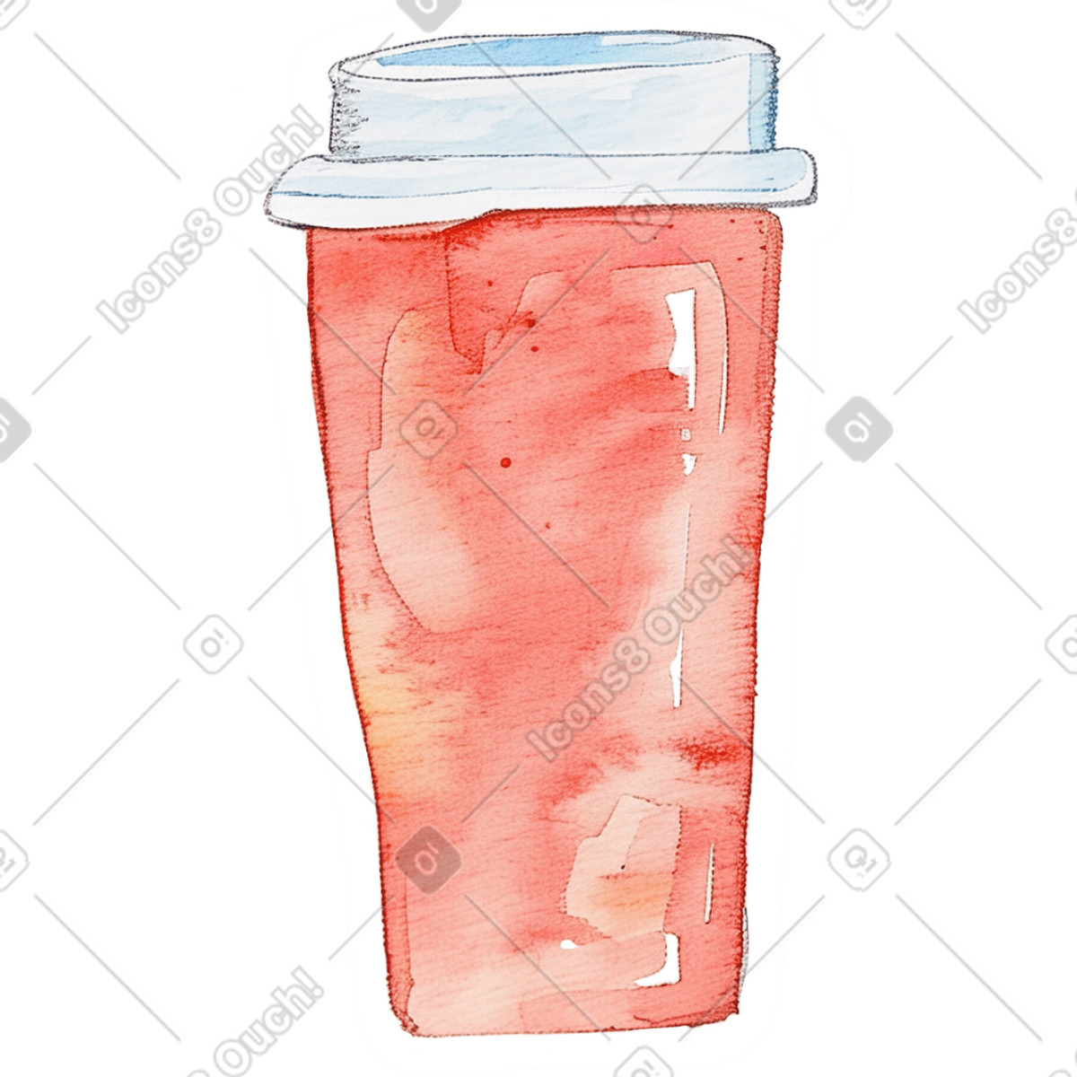 下载 Watercolor 风格的 用带盖的杯子喝水 插画，支持 PNG、SVG 格式