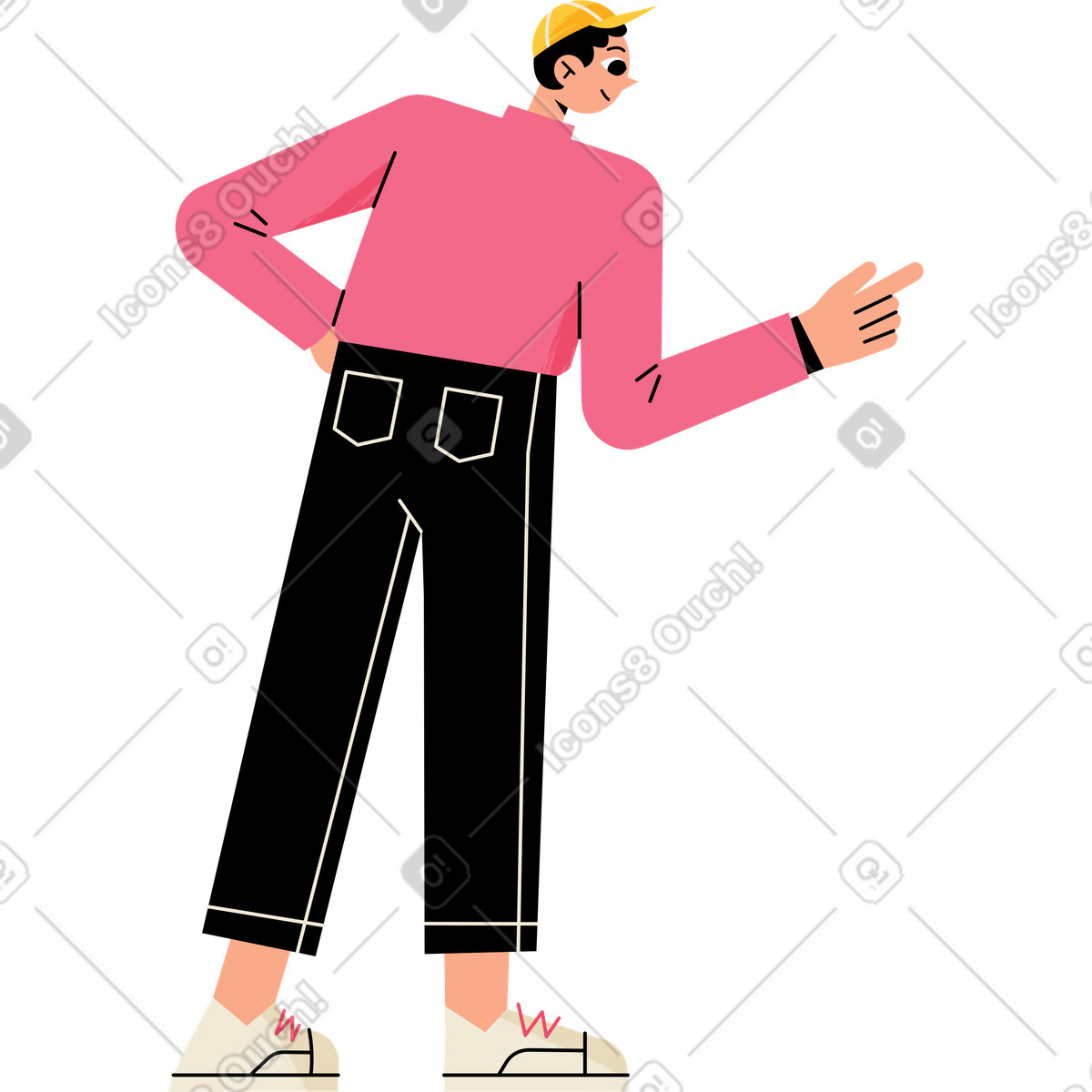 Mann mit mütze-Illustration im Juicy-Stil als Download in PNG, SVG